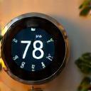 Smart thermostat and sensors in a living room