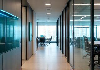 Modern office space with smart panels